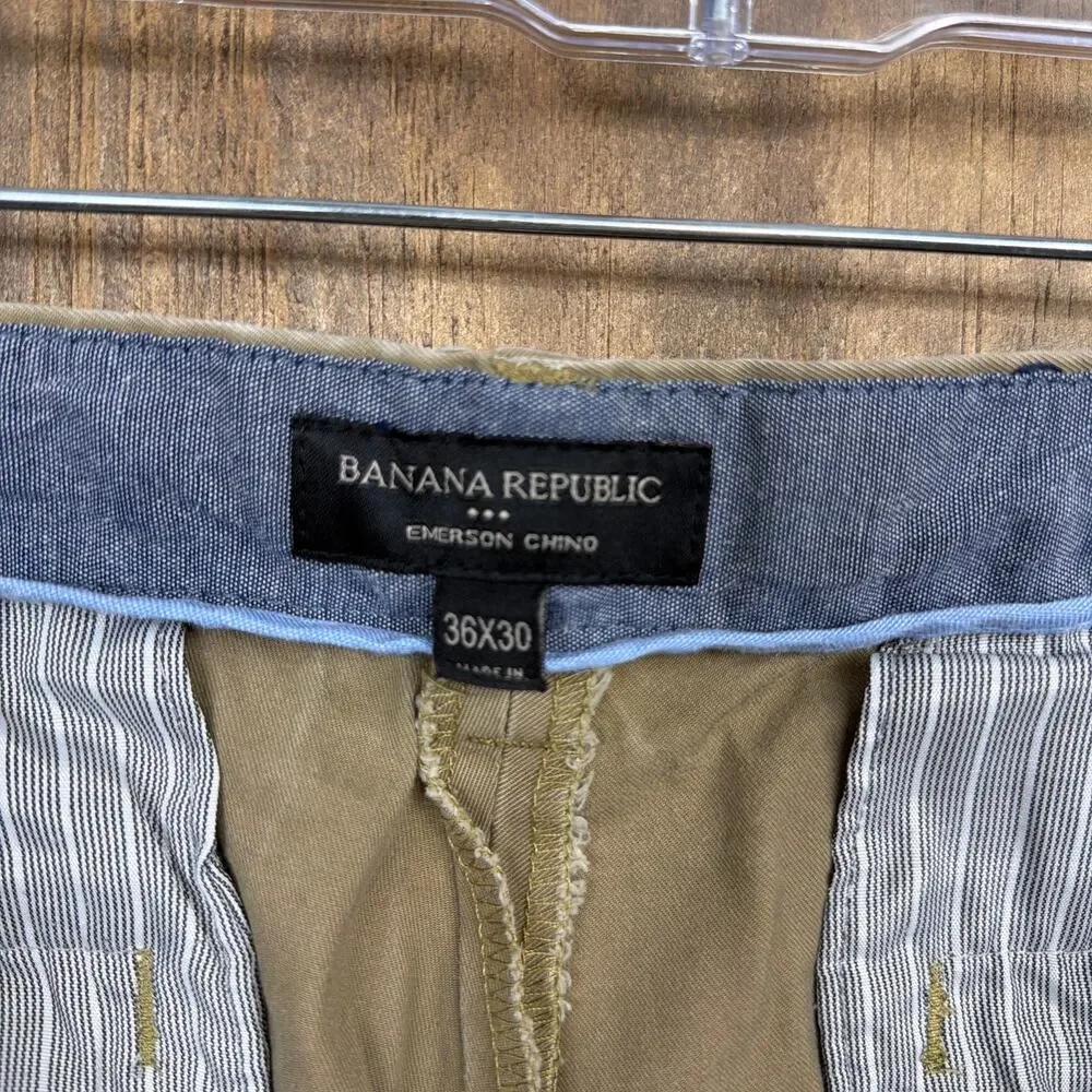 Banana Republic Mens Pants Brown Emerson Chino 100% Cotton 36x30 (36x28)